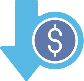 Icon of a dollar sign inside a downward arrow, representing reduced OSHA budgets and financial constraints impacting compliance enforcement.