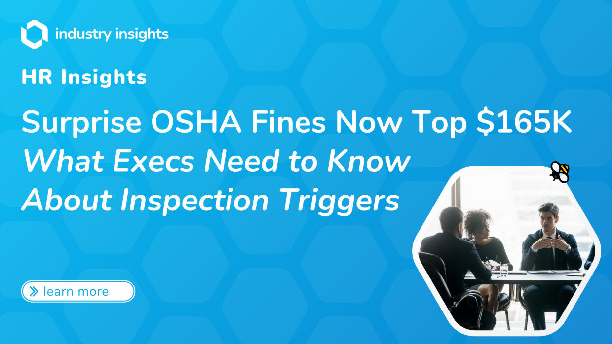 Executives in a conference room discussing workplace safety risks and OSHA inspection triggers amid rising violation penalties.