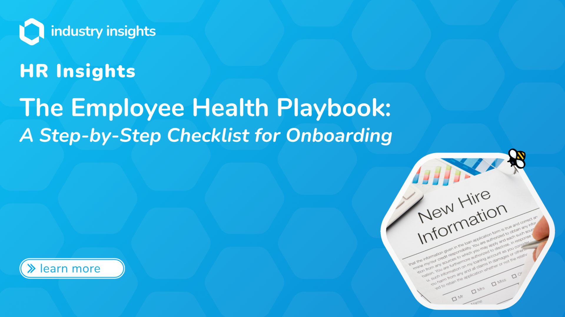 HR insights guide titled "The Employee Health Playbook: A Step-by-Step Checklist for Onboarding," featuring new hire paperwork and health compliance resources.