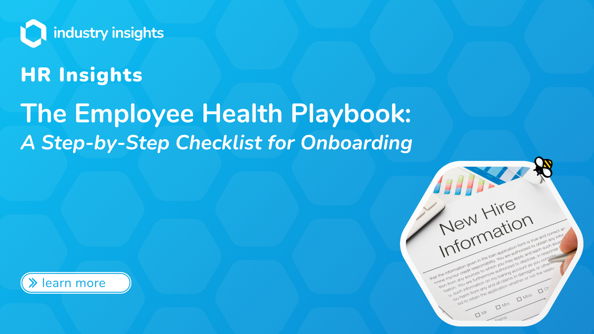HR insights guide titled "The Employee Health Playbook: A Step-by-Step Checklist for Onboarding," featuring new hire paperwork and health compliance resources.