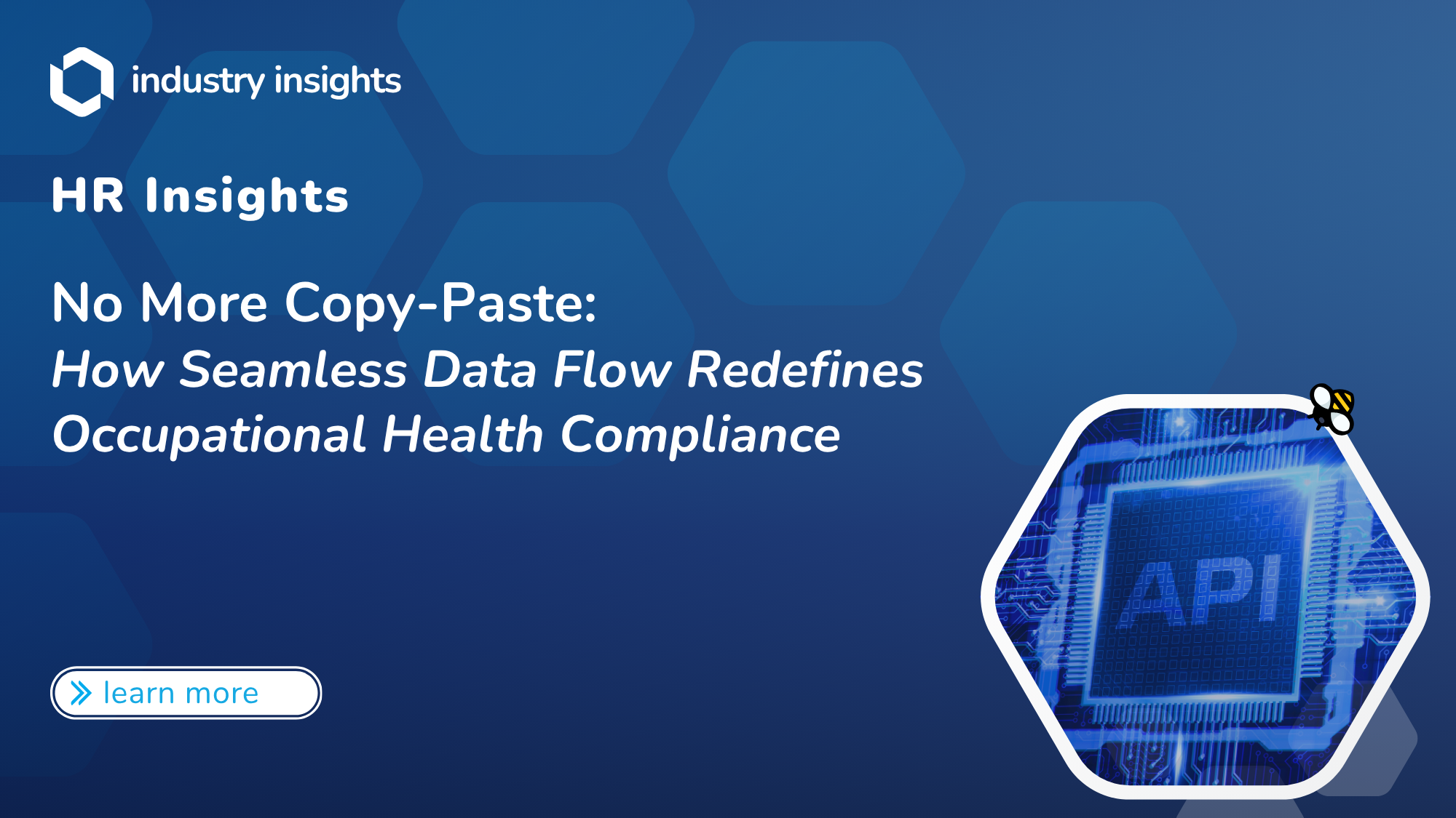 Digital graphic showing the word “API” on a circuit board, representing seamless data integration in occupational health compliance software.